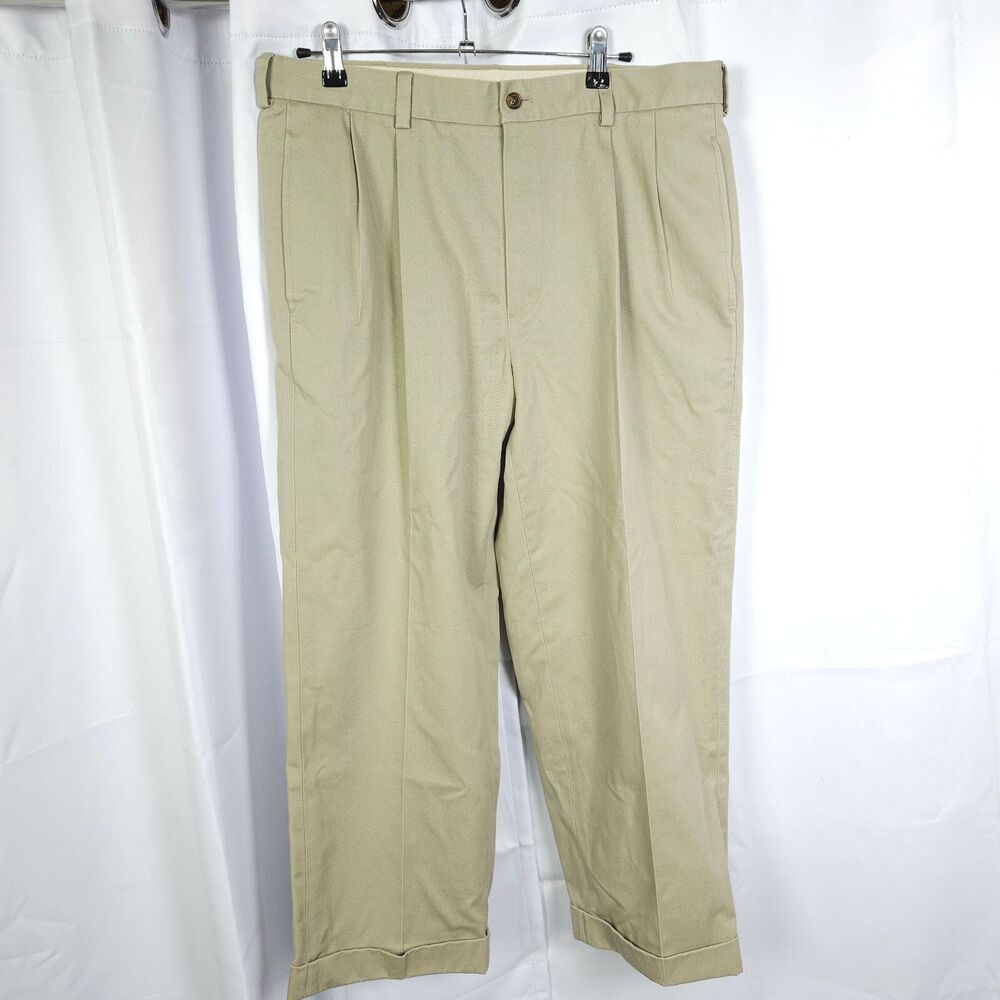Brooks Brothers Advantage Chino Elliot Pants Men's 35x32 Beige Cotton‎